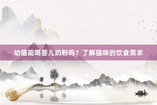 幼猫能喝婴儿奶粉吗？了解猫咪的饮食需求