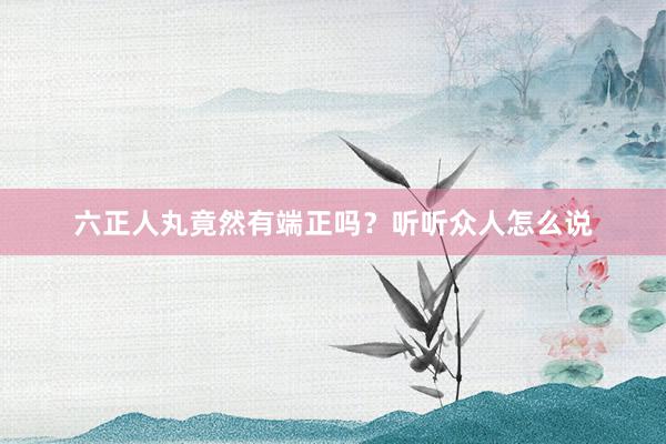 六正人丸竟然有端正吗？听听众人怎么说