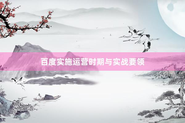 百度实施运营时期与实战要领