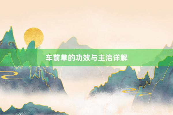 车前草的功效与主治详解