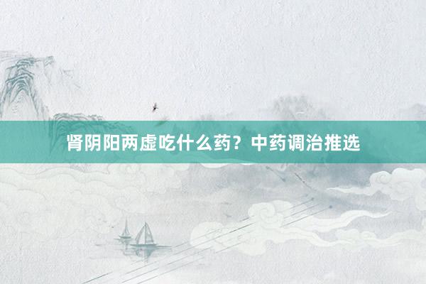 肾阴阳两虚吃什么药？中药调治推选